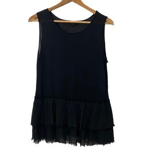 Banana Republic Tiered Flapper Black Sleeveless Blouse Womens Medium Rockabilly